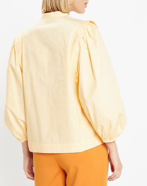 Blouse en Popeline de Coton Mimosa jaune clair