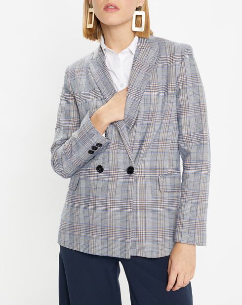 Veste blazer Rune double boutonnage imprimé Pince de Galles gris/noir