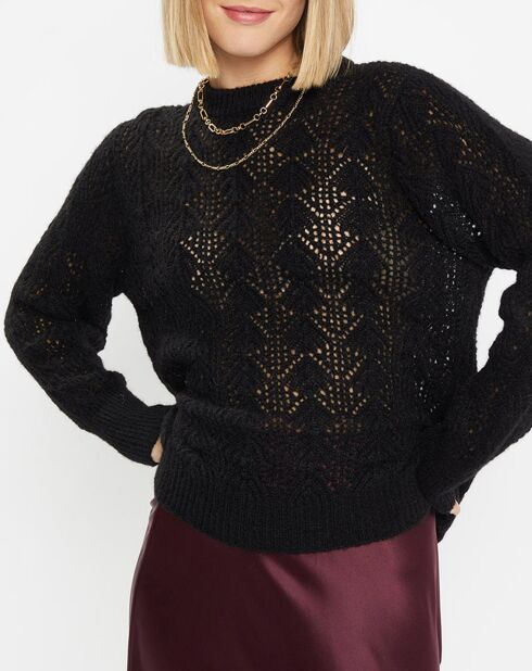 Pull en Maille pointelle mousseuse noir