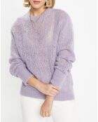 Pull en Maille pointelle mousseuse violet parme