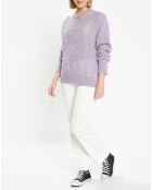 Pull en Maille pointelle mousseuse violet parme