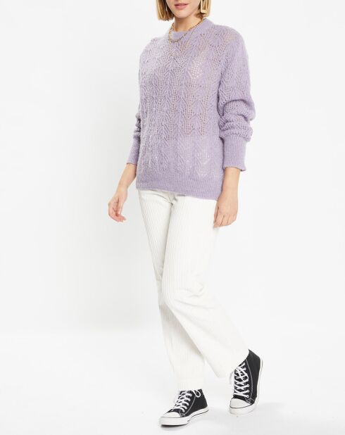 Pull en Maille pointelle mousseuse violet parme