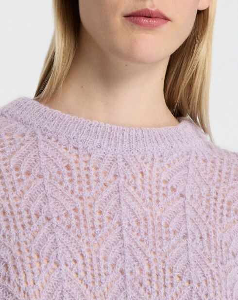 Pull en Maille pointelle mousseuse violet parme