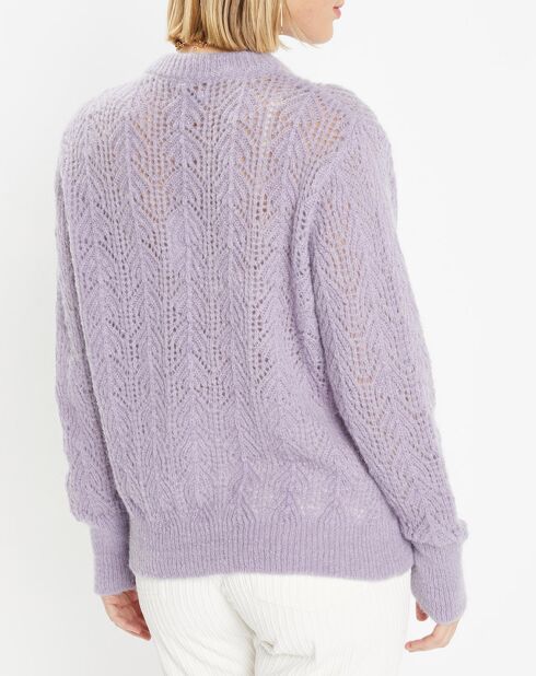 Pull en Maille pointelle mousseuse violet parme