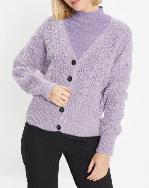 Gilet en Maille pointelle mousseuse Rina violet clair
