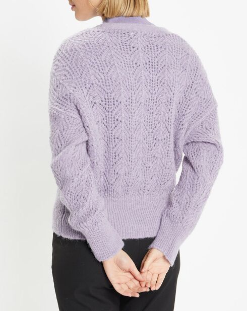 Gilet en Maille pointelle mousseuse Rina violet clair