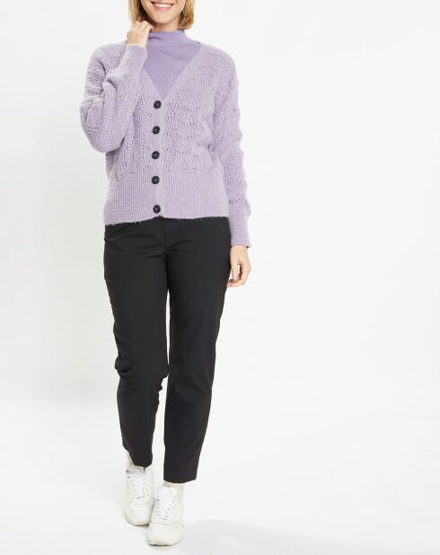 Gilet en Maille pointelle mousseuse Rina violet clair