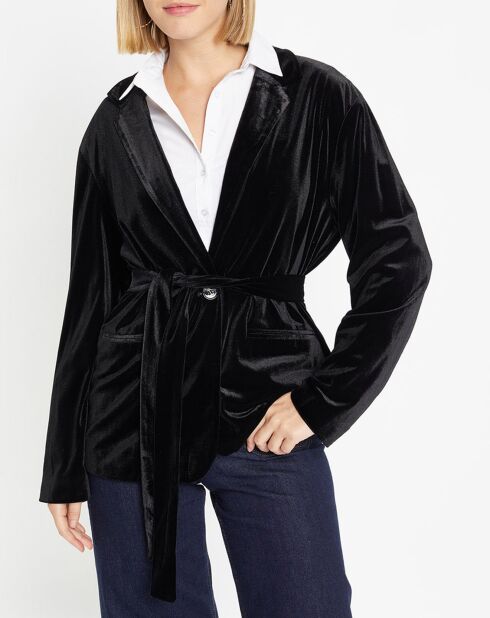 Veste blazer en Velours lisse noire