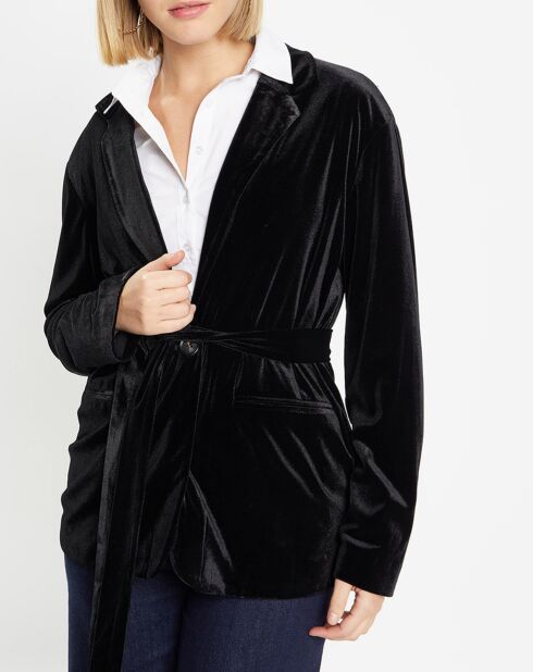 Veste blazer en Velours lisse noire