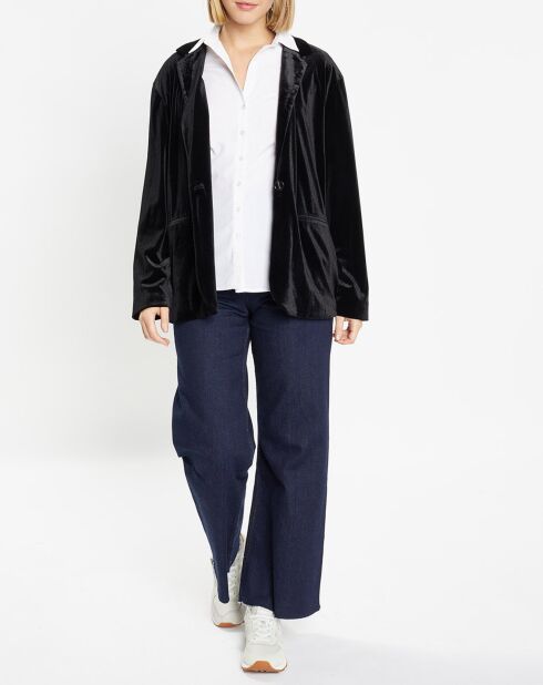 Veste blazer en Velours lisse noire