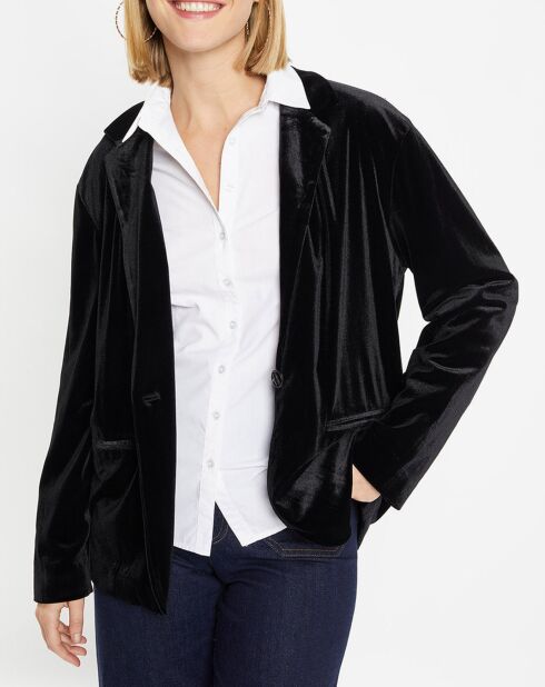 Veste blazer en Velours lisse noire