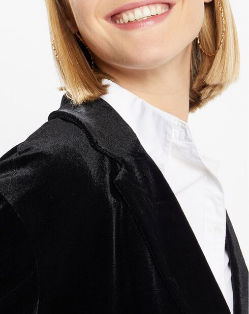 Veste blazer en Velours lisse noire