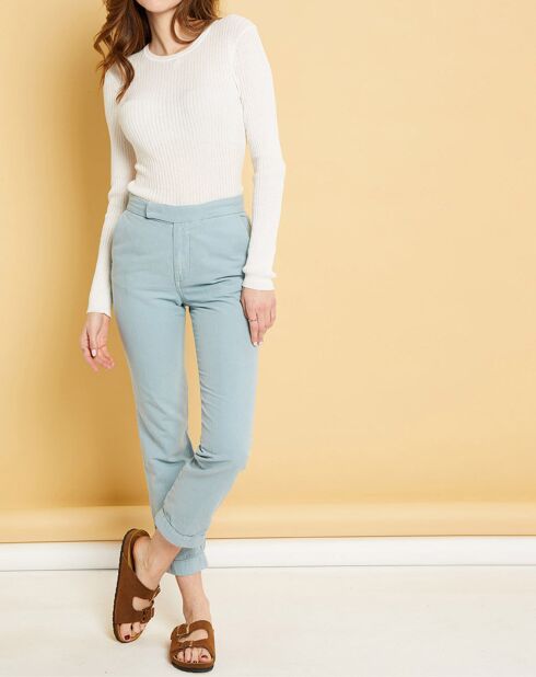 Pantalon droit en Coton & Lin Strech Grace céladon