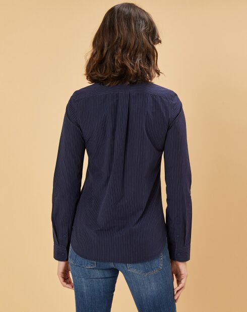 Chemise en Popeline Japonaise Kim rayée marine