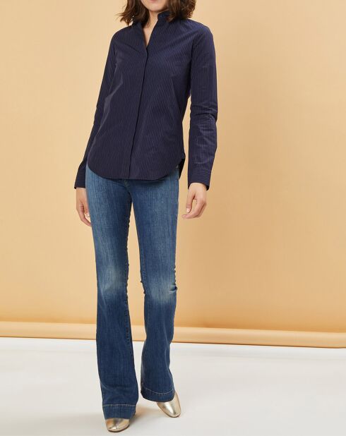 Chemise en Popeline Japonaise Kim rayée marine