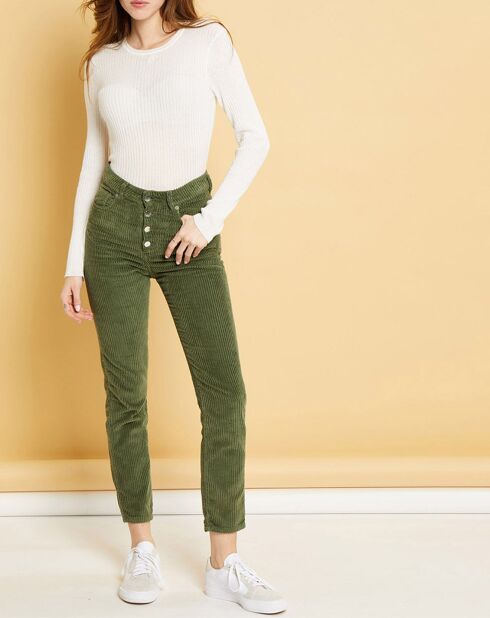 Pantalon en Velours Grosse Cote Nevada aloe vera