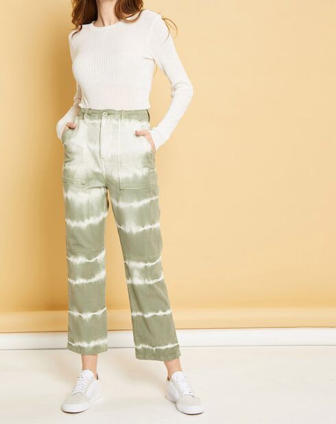 Pantalon cargo en Gabardine Stretch Tanker tye & dye safari/écru