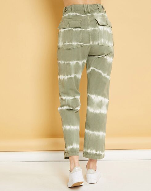 Pantalon cargo en Gabardine Stretch Tanker tye & dye safari/écru
