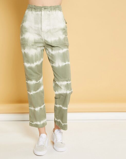 Pantalon cargo en Gabardine Stretch Tanker tye & dye safari/écru