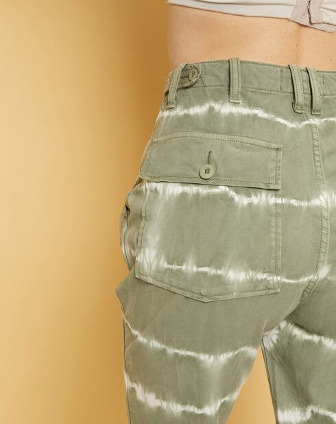 Pantalon cargo en Gabardine Stretch Tanker tye & dye safari/écru