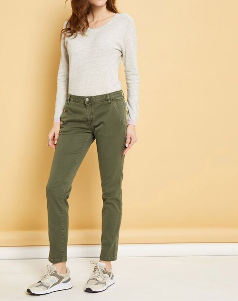 Pantalon chino Natural Tess military kaki