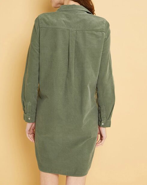 Robe en Velours Vicky military kaki