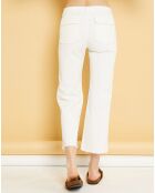 Pantalon cargo en Gabardine Stretch Yale écru