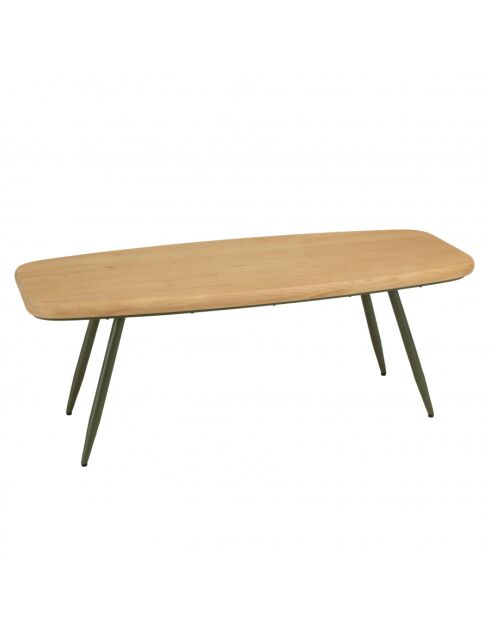 HABY - Table basse GM plateau en pin pieds scandinaves métal vert
