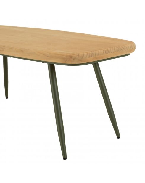 HABY - Table basse GM plateau en pin pieds scandinaves métal vert