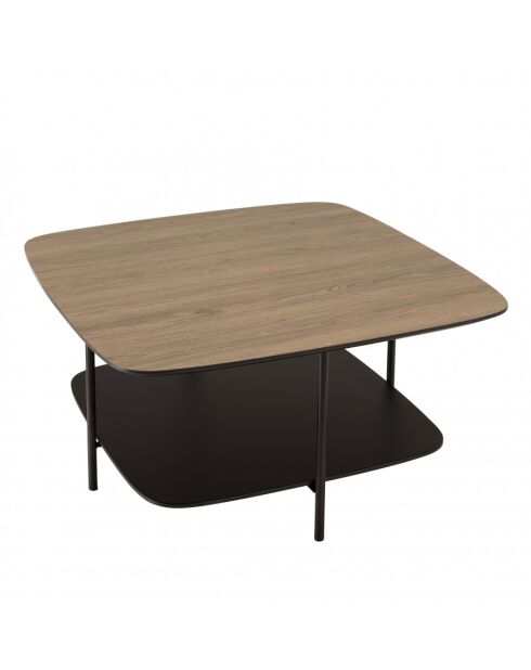 FLEUR - Table basse 2 plateaux MM bi-matière mocha/noir pieds métal