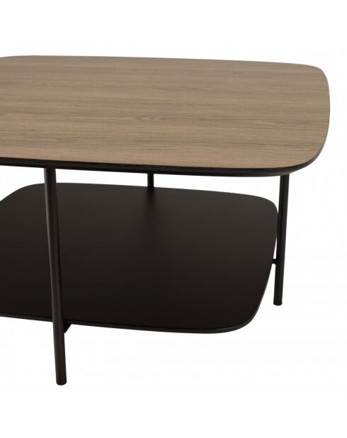 FLEUR - Table basse 2 plateaux MM bi-matière mocha/noir pieds métal