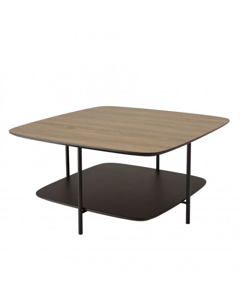 FLEUR - Table basse 2 plateaux MM bi-matière mocha/noir pieds métal