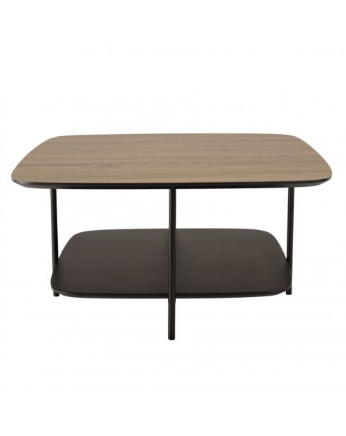 Table basse 2 plateaux MM bi-matière mocha/noir pieds métal