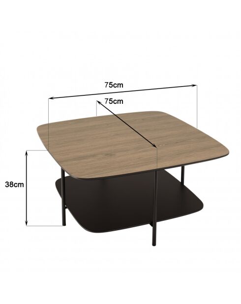 FLEUR - Table basse 2 plateaux MM bi-matière mocha/noir pieds métal