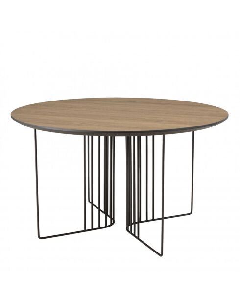 FLEUR - Table basse biseautée 70x70cm mocha pieds graphiques métal noir
