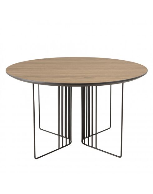 FLEUR - Table basse biseautée 70x70cm mocha pieds graphiques métal noir