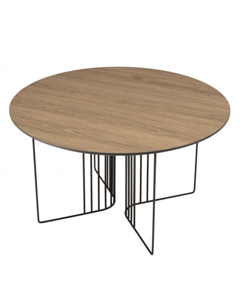 FLEUR - Table basse biseautée 70x70cm mocha pieds graphiques métal noir