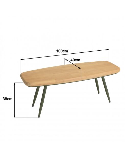 HABY - Table basse PM plateau en pin pieds scandinaves métal vert