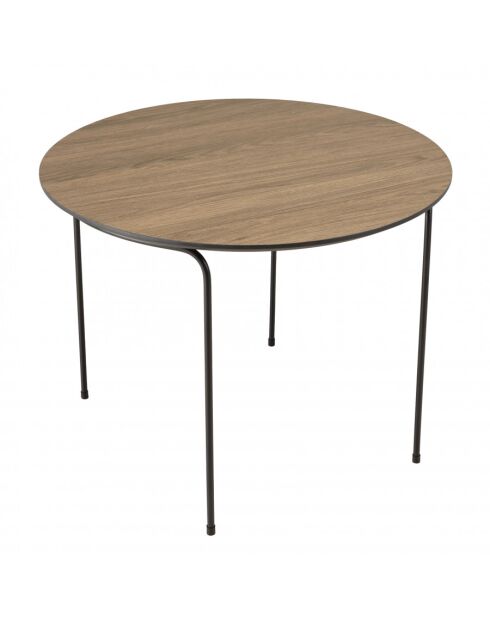 FLEUR - Table basse ronde 60x60cm, couleur mocha, pieds métal noir
