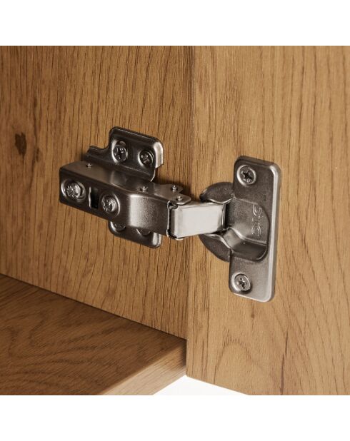 SCOTT - Buffet 4 portes décor effet bois rainuré noir et naturel