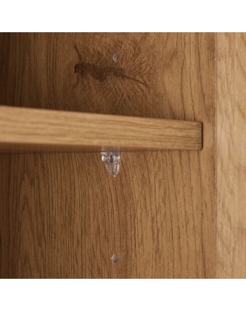 SCOTT - Buffet 4 portes décor effet bois rainuré noir et naturel