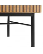 SCOTT - Table basse 2 tiroirs décor effet bois rainuré noir/naturel