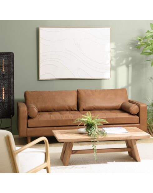 Décoration murale 103x143cm blanche à points, cadre naturel