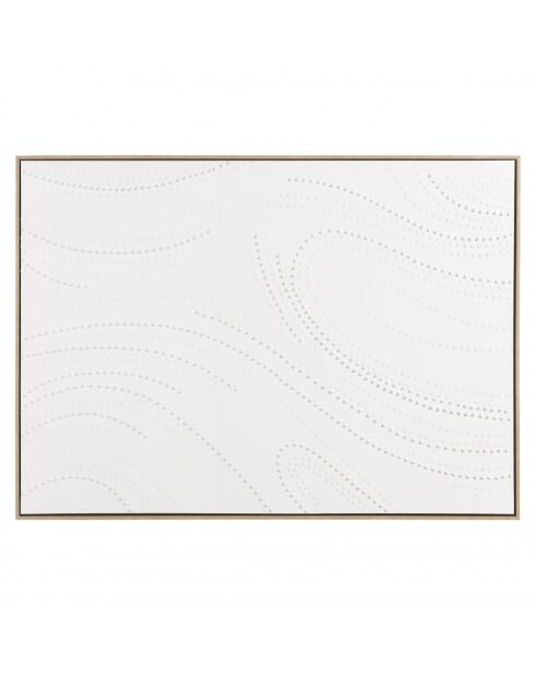 Décoration murale 103x143cm blanche à points, cadre naturel
