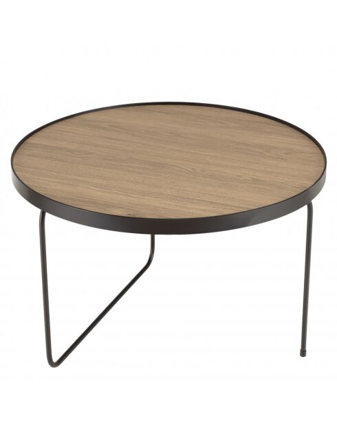Table basse ronde 60x60cm mocha pieds asymétriques métal noir