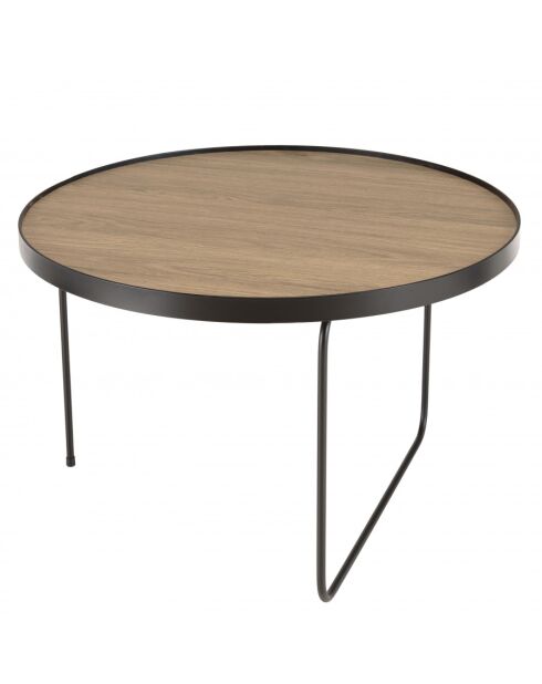 Table basse ronde 60x60cm mocha pieds asymétriques métal noir