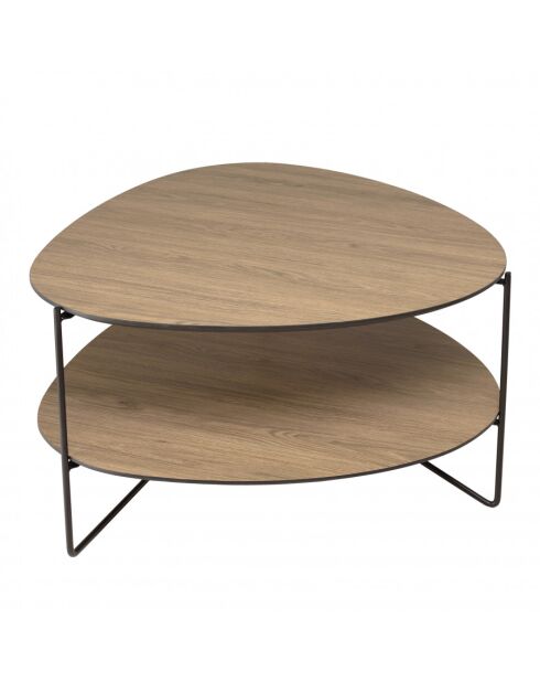 FLEUR- Table basse 2 plateaux forme ovoïde couleur mocha pieds métal