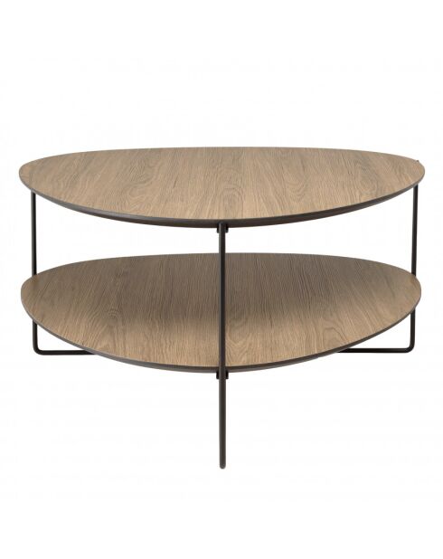 FLEUR- Table basse 2 plateaux forme ovoïde couleur mocha pieds métal