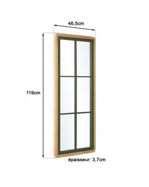 Miroir rectangulaire esprit verrière pin et métal vert