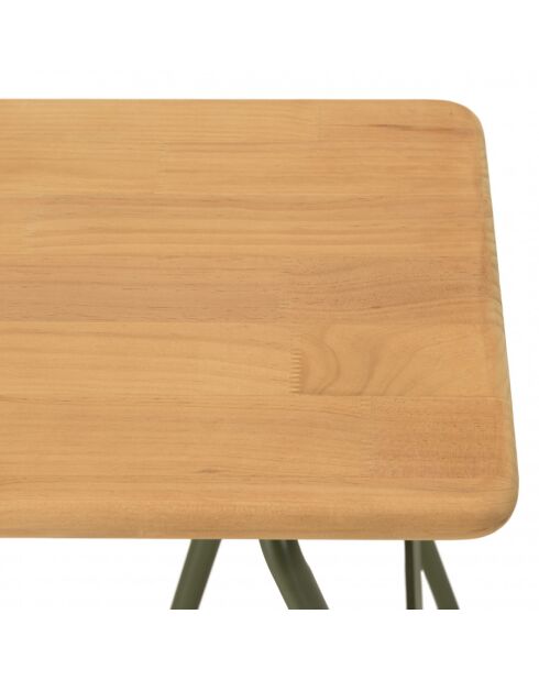 HABY - Console plateau en pin et pieds tréteaux en métal vert